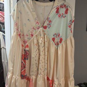 Floral Patchwork Vneck Dress